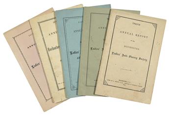 WILBUR, JULIA, MARIA PORTER ET AL. Twelfth, Thirteenth, Fourteenth, Fifteenth, and Seventeenth Annual Reports of the Rochester Ladies